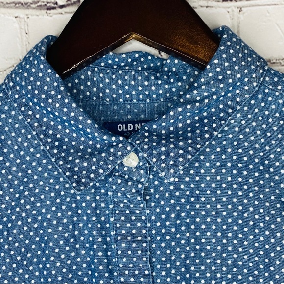 Old Navy Women’s Button Down Jean Polka Dot Top M - Picture 13 of 13